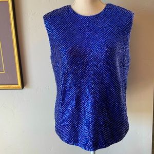Vintage Blue Sequined Sleeveless Sweater